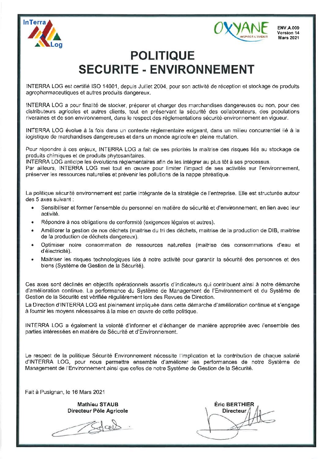 ENV.A.009_Politique Sécurité Environnement_ITL _V14 17 03 2021